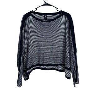 M X Matth Ildur Black White Striped Boxy Crop Sweater SZ S/M